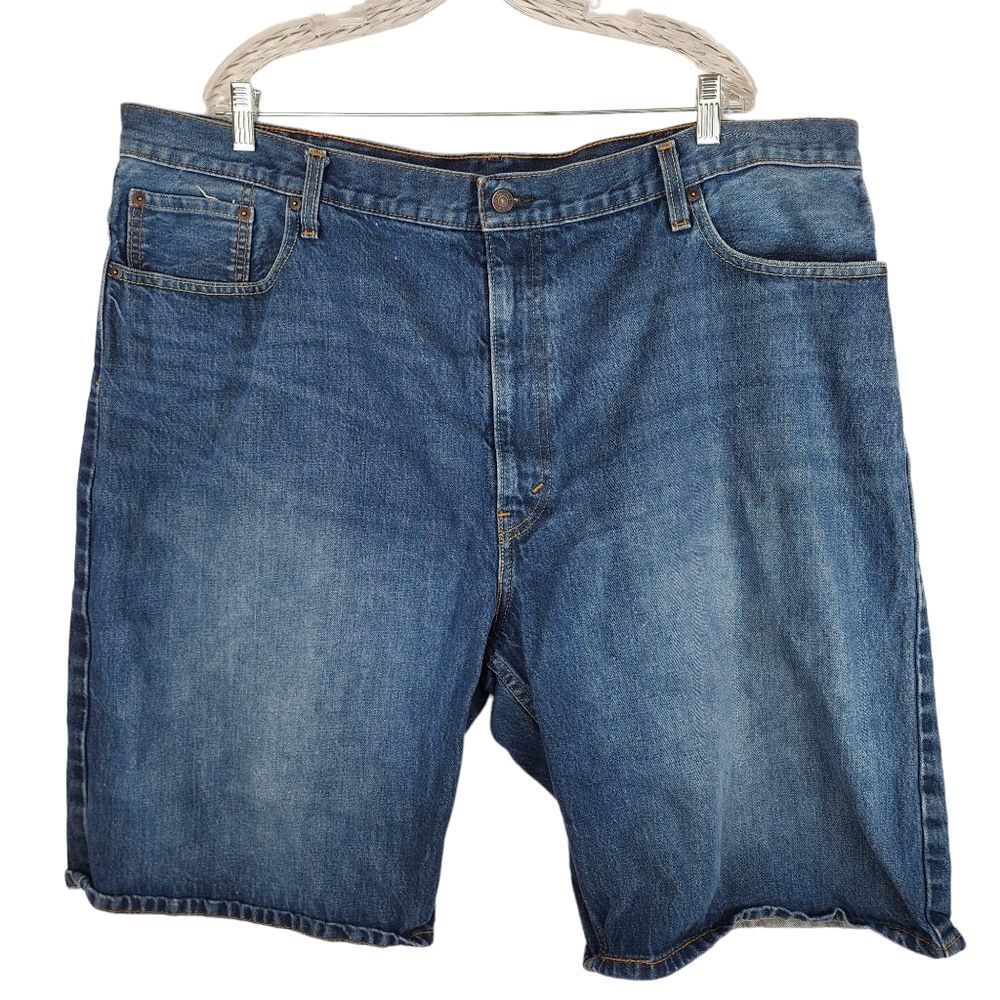 LEVIS Mens W46 Denim Jean 569 Shorts Medium Wash Loose Fit Cotton Bottoms Casual